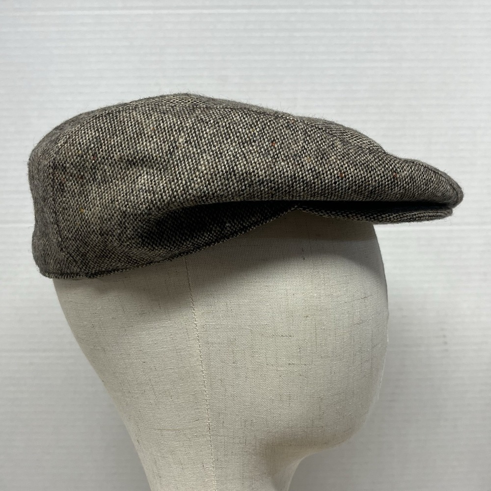 VTG Lanning Wool Blend Flat Cap Ivy Driving Hat Brown Tweed Speckled Small Korea